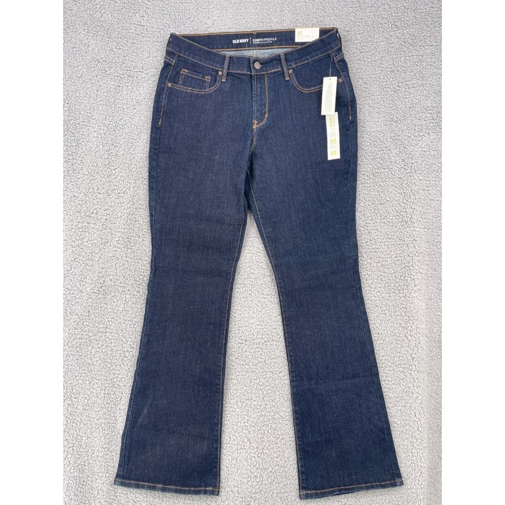 NEW Old Navy Womens 12 Mid Rise Curvy Boot Cut Denim Jeans Dark Wash 33" Inseam
